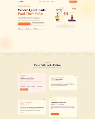Kids Debate & Public Speaking Academy Landing Page
