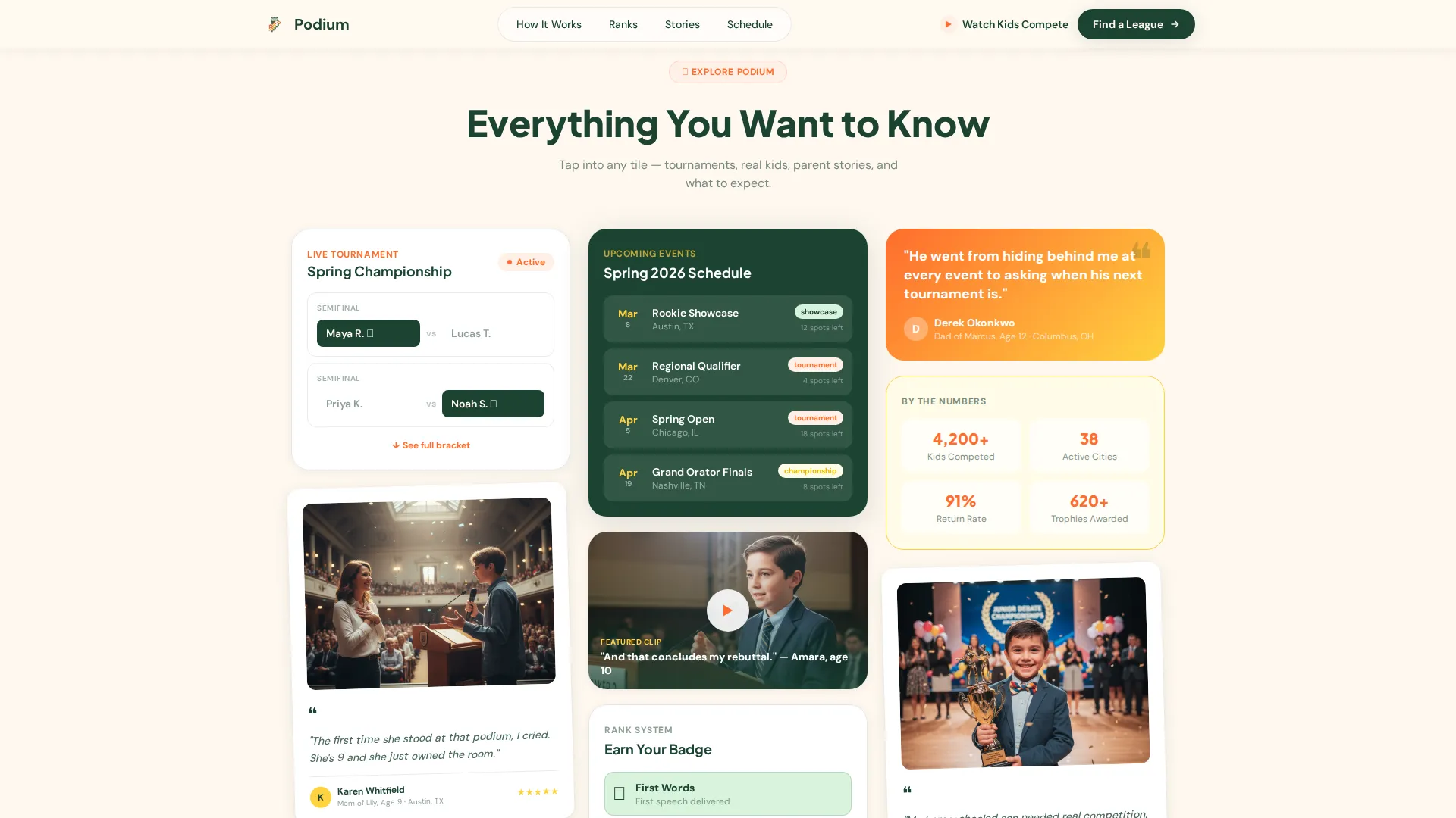 Kids Debate & Public Speaking League Landing Page