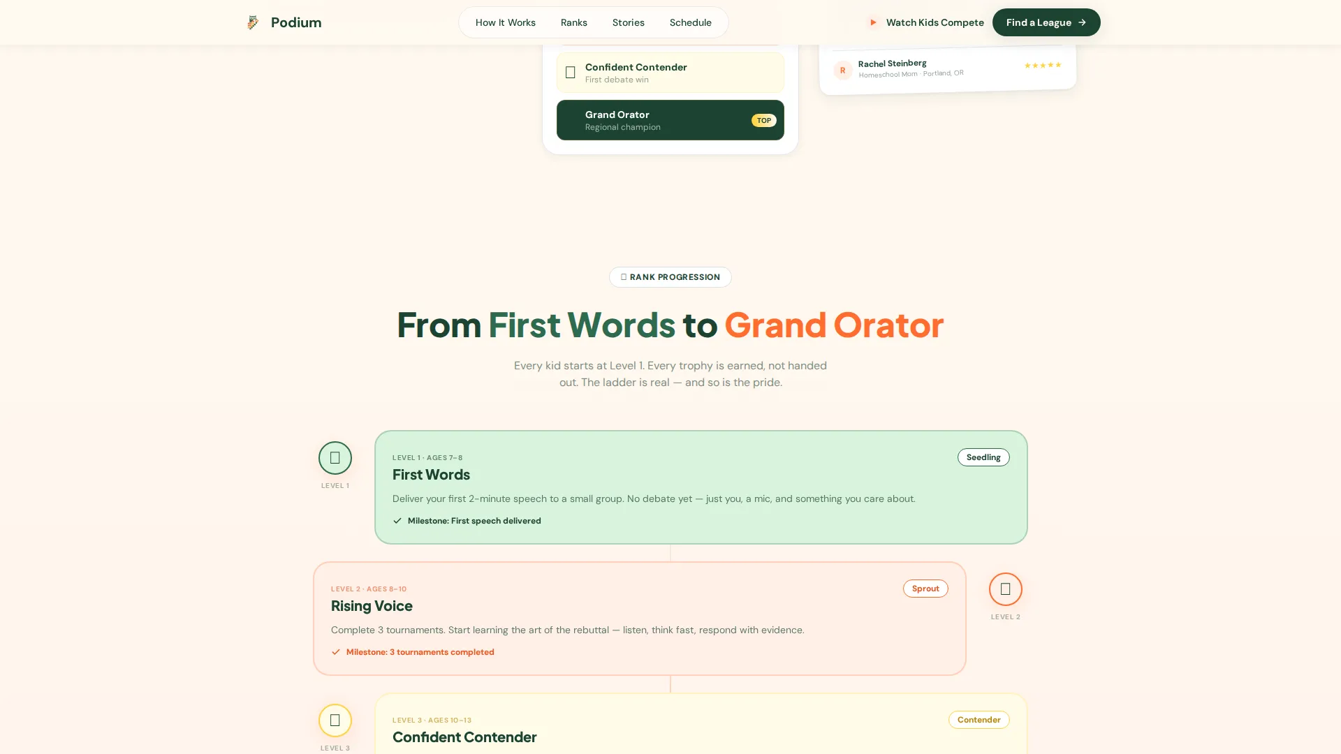 Kids Debate & Public Speaking League Landing Page