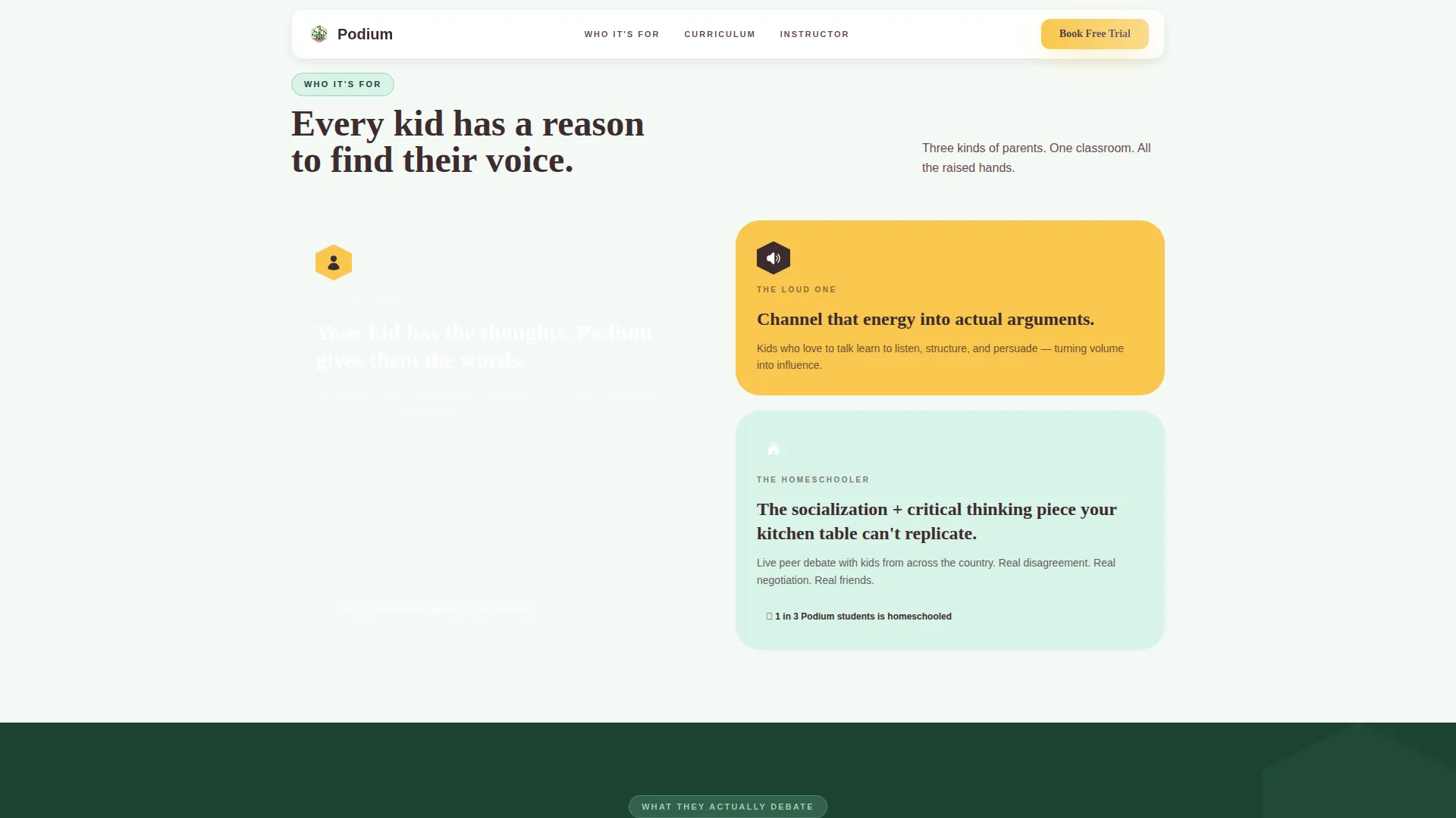 Kids Debate & Public Speaking Class Landing Page