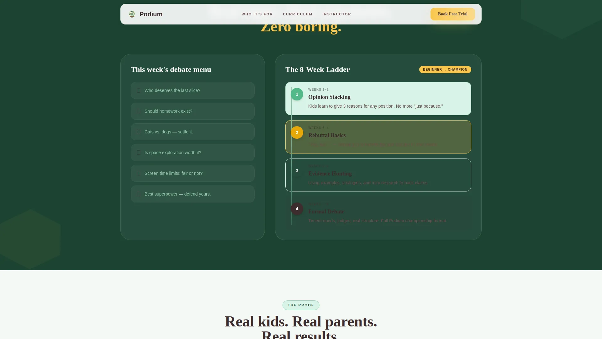 Kids Debate & Public Speaking Class Landing Page