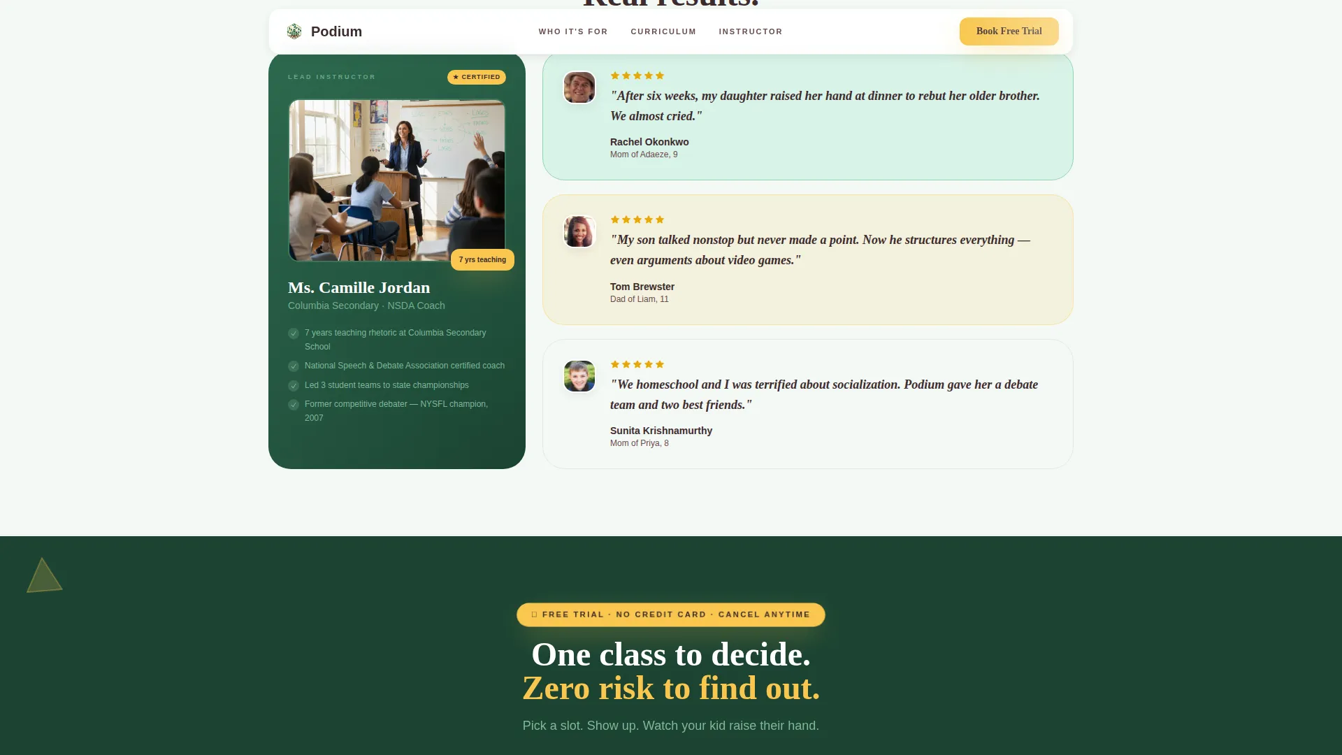 Kids Debate & Public Speaking Class Landing Page