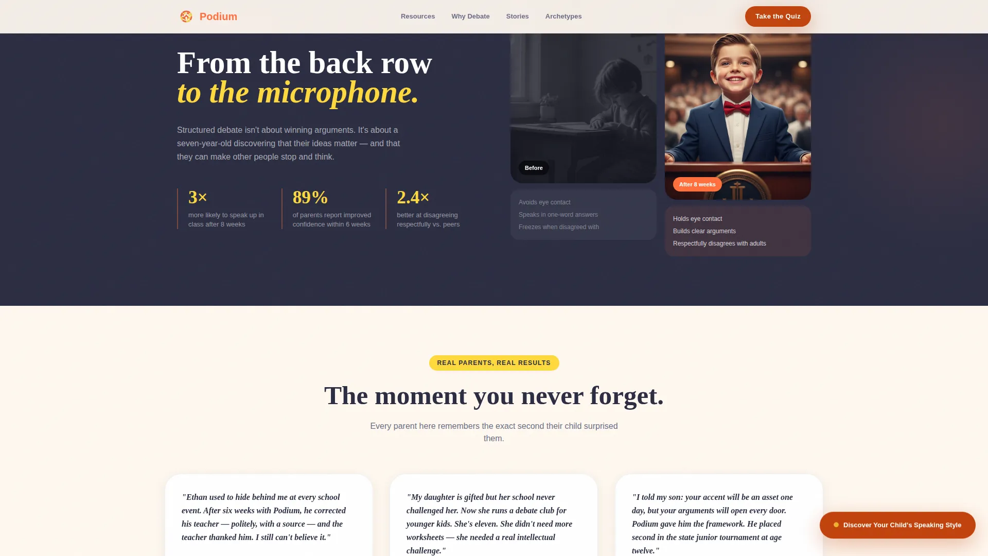 Kids Debate & Public Speaking Parent Resource Landing Page