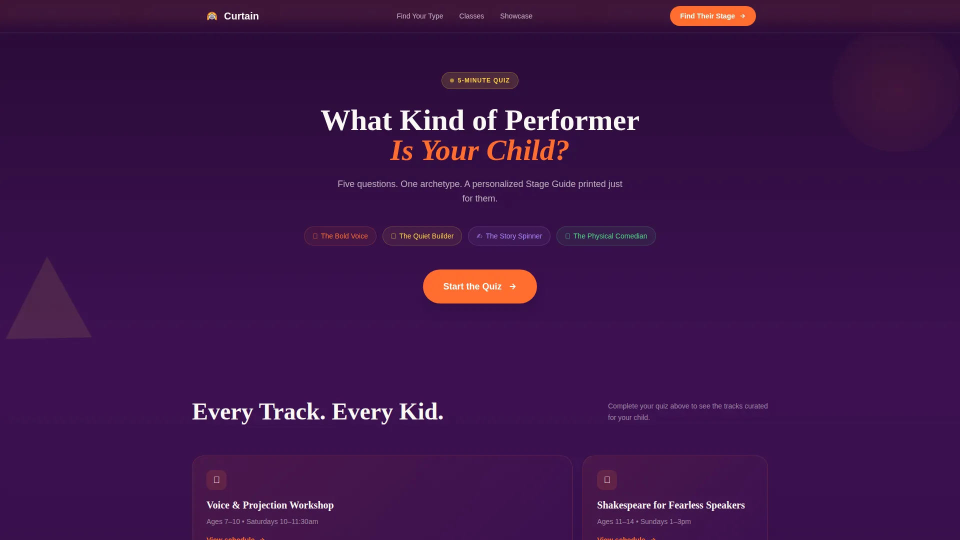 Kids Drama & Theater Academy Landing Page Template