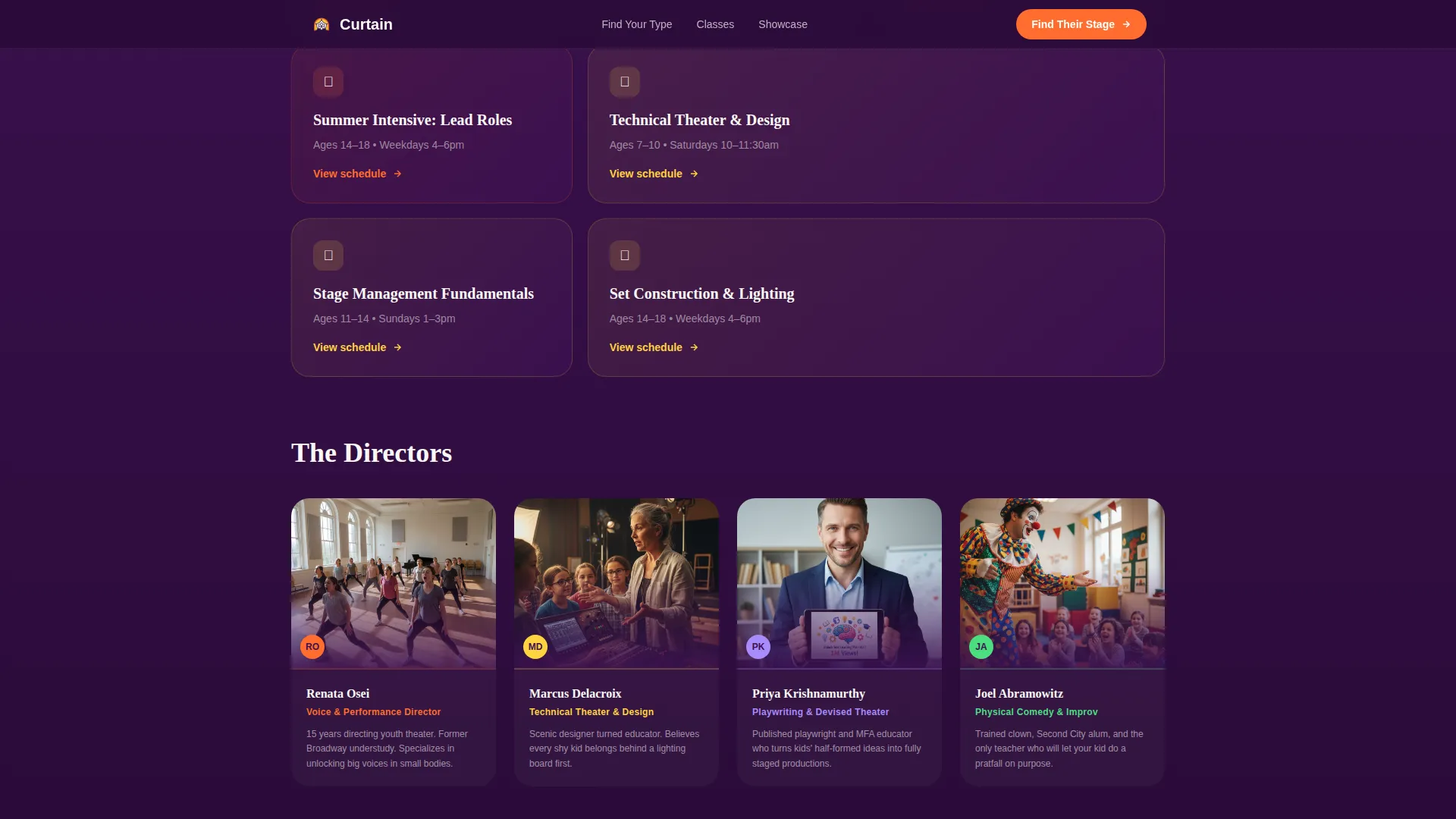 Kids Drama & Theater Academy Landing Page Template