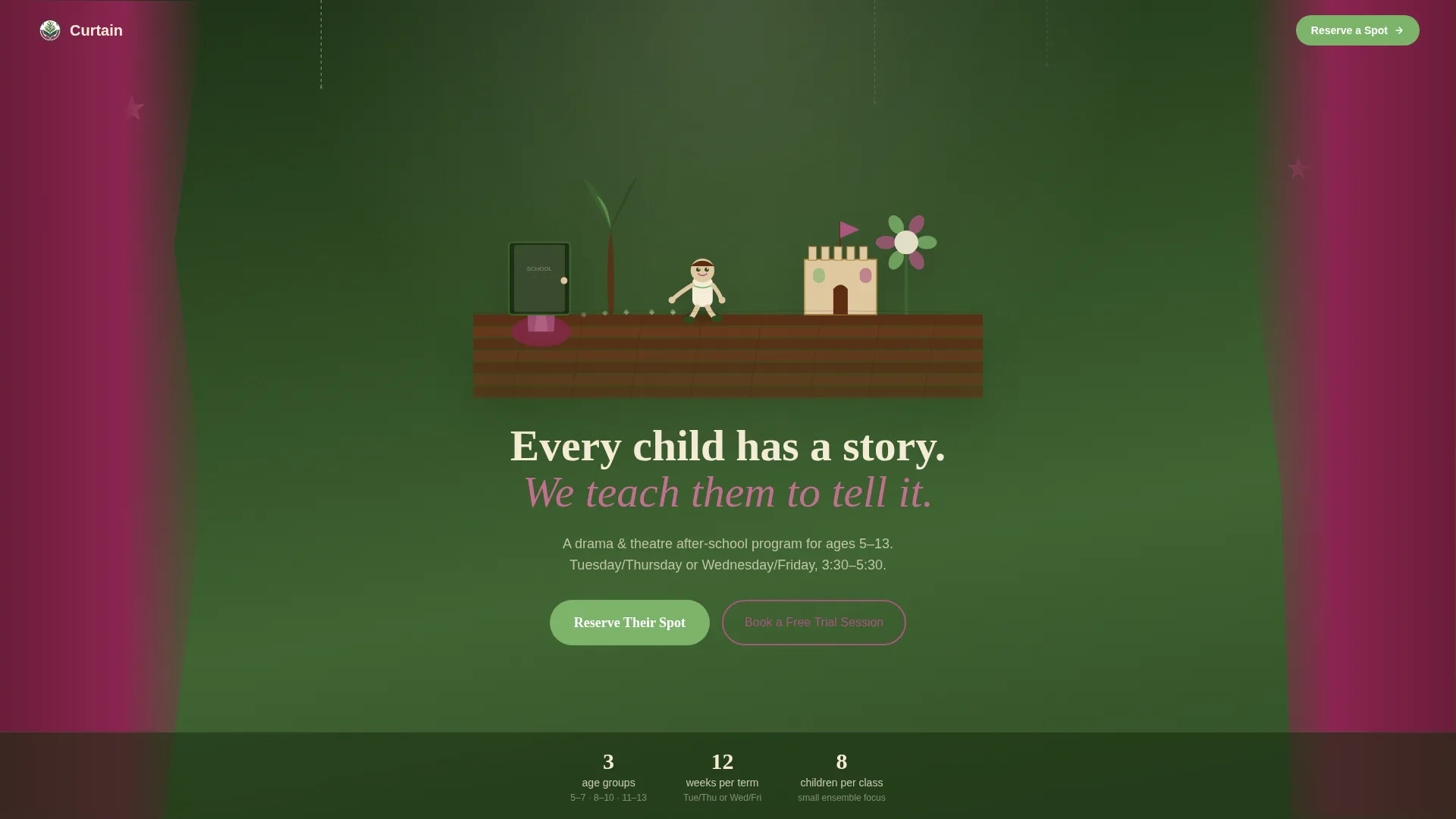 Kids Drama & Theater After-School Landing Page
