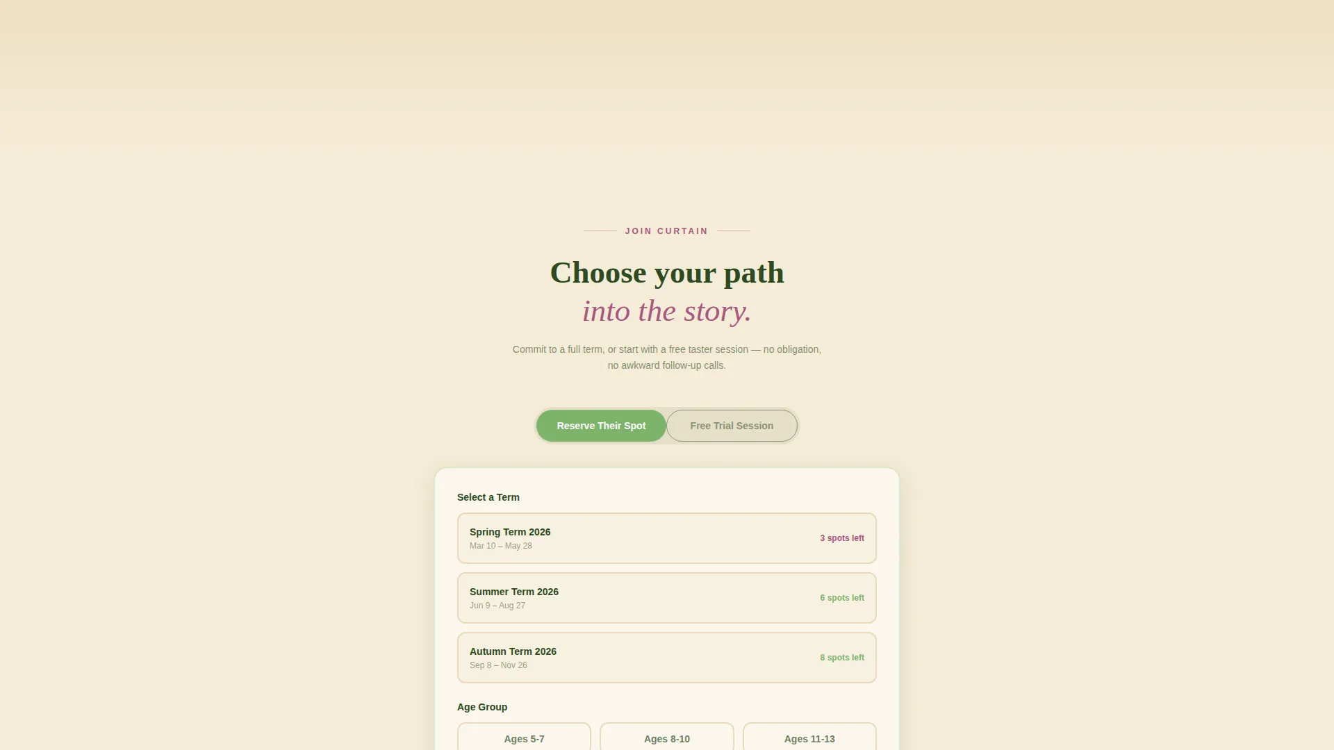Kids Drama & Theater After-School Landing Page