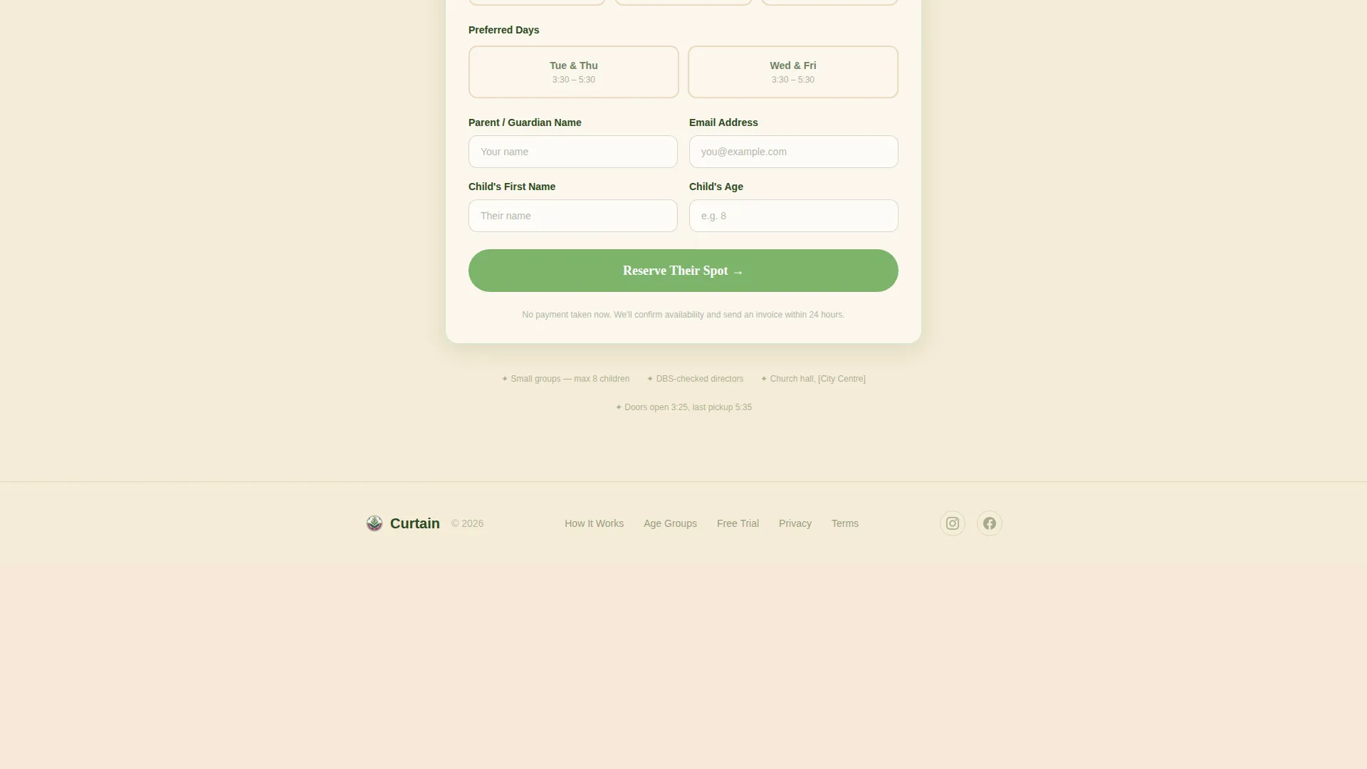 Kids Drama & Theater After-School Landing Page