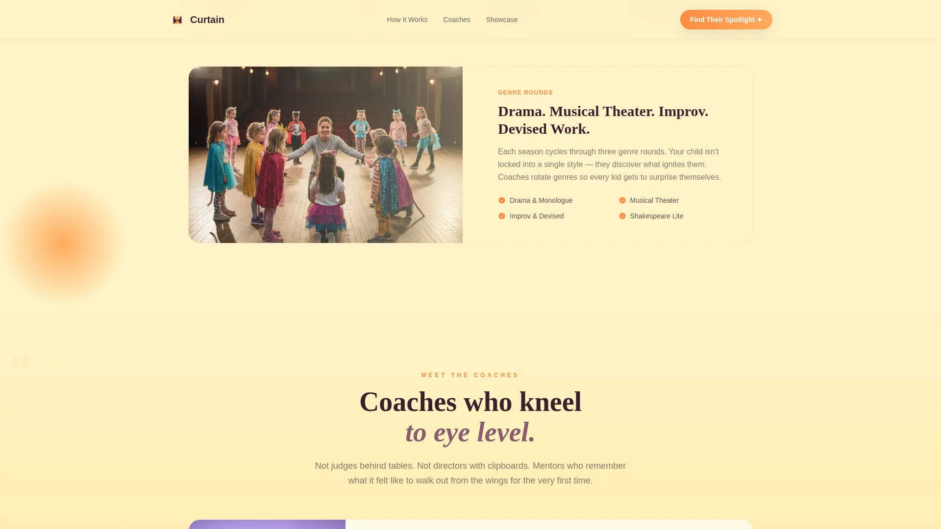 Kids Drama & Theater League Landing Page Template