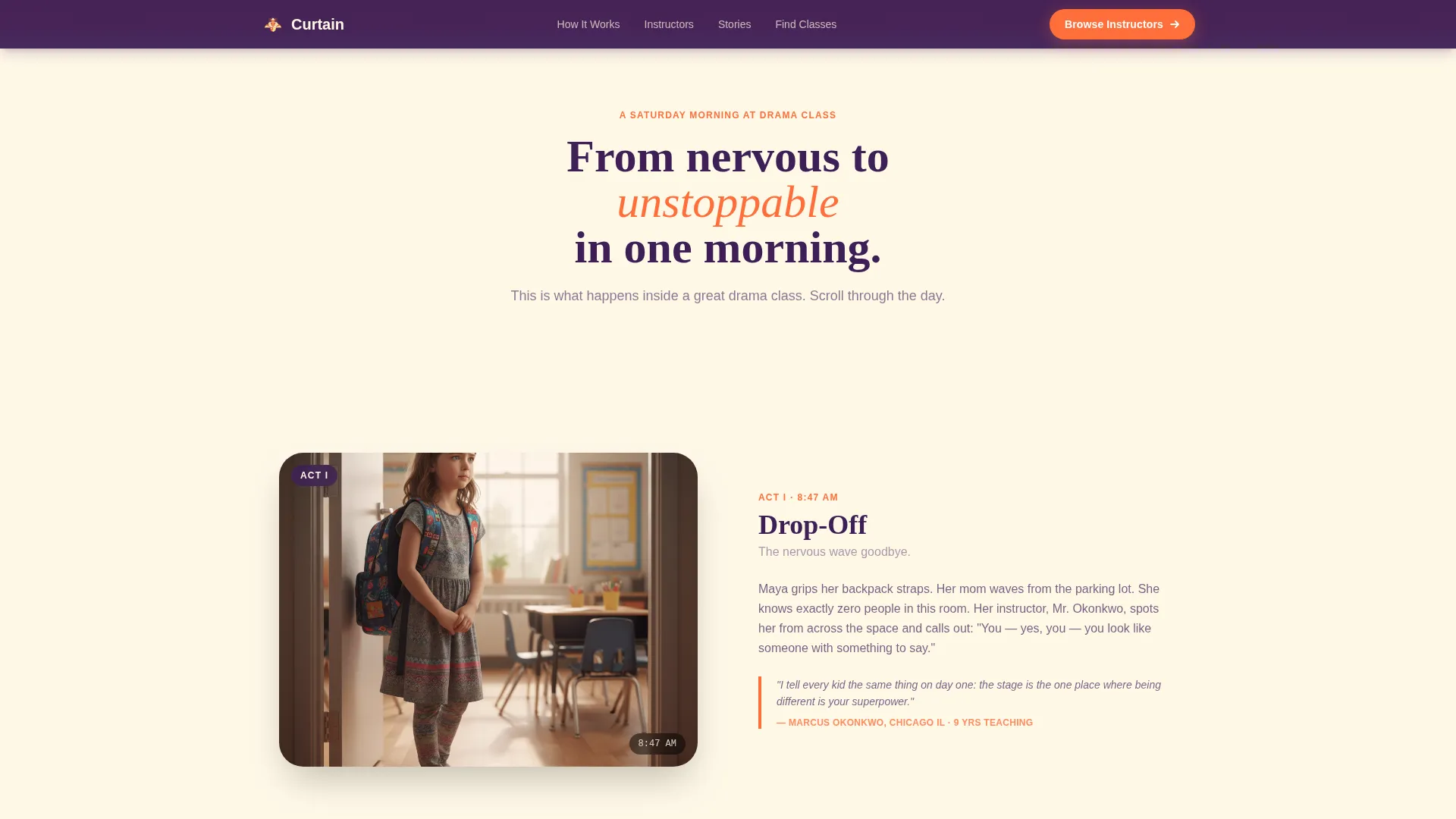 Kids Drama & Theater Instructor Directory Landing Page