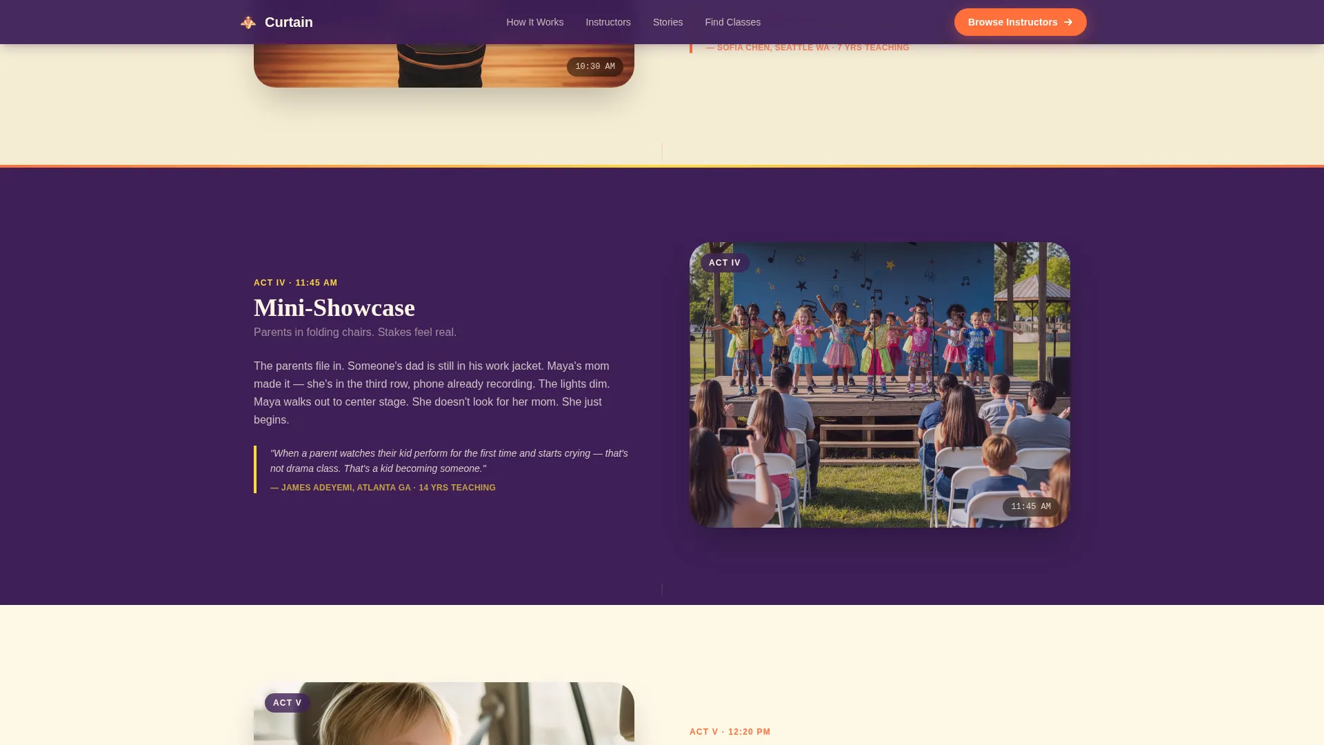 Kids Drama & Theater Instructor Directory Landing Page