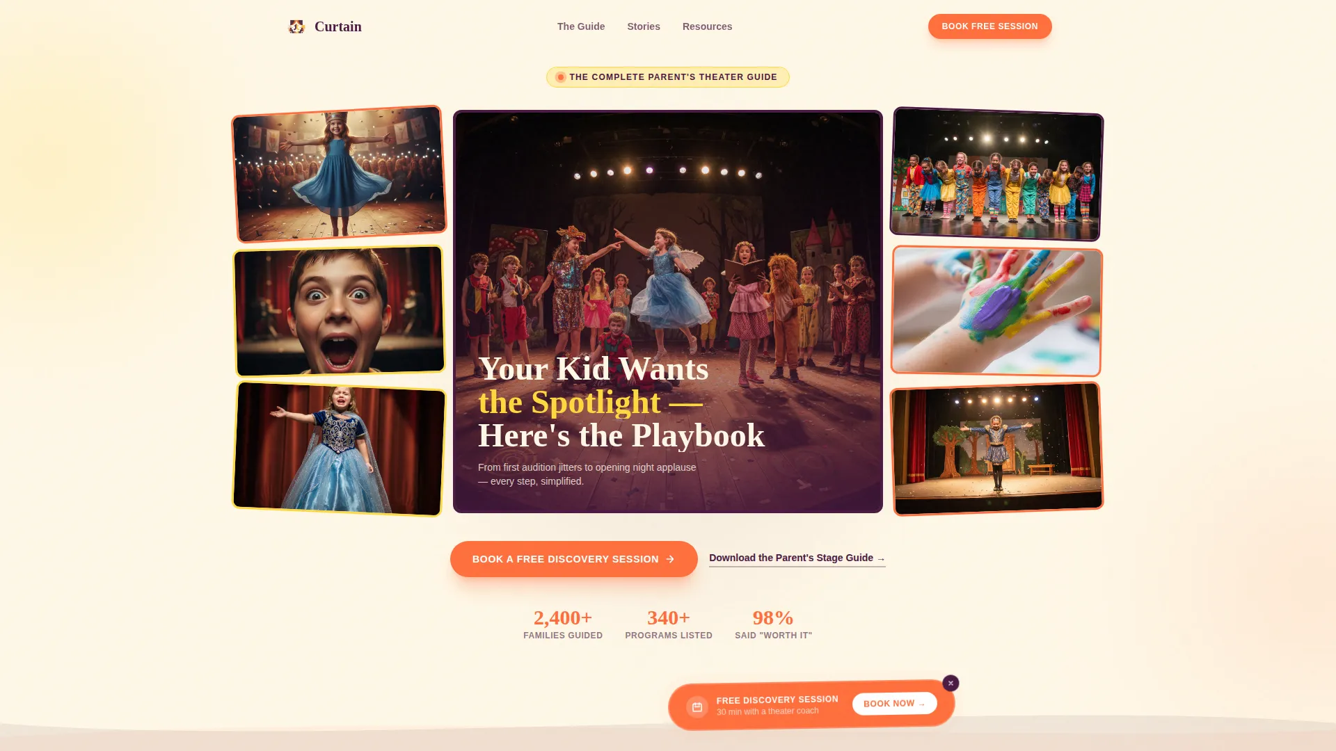Kids Theater Parent Resource Landing Page Template