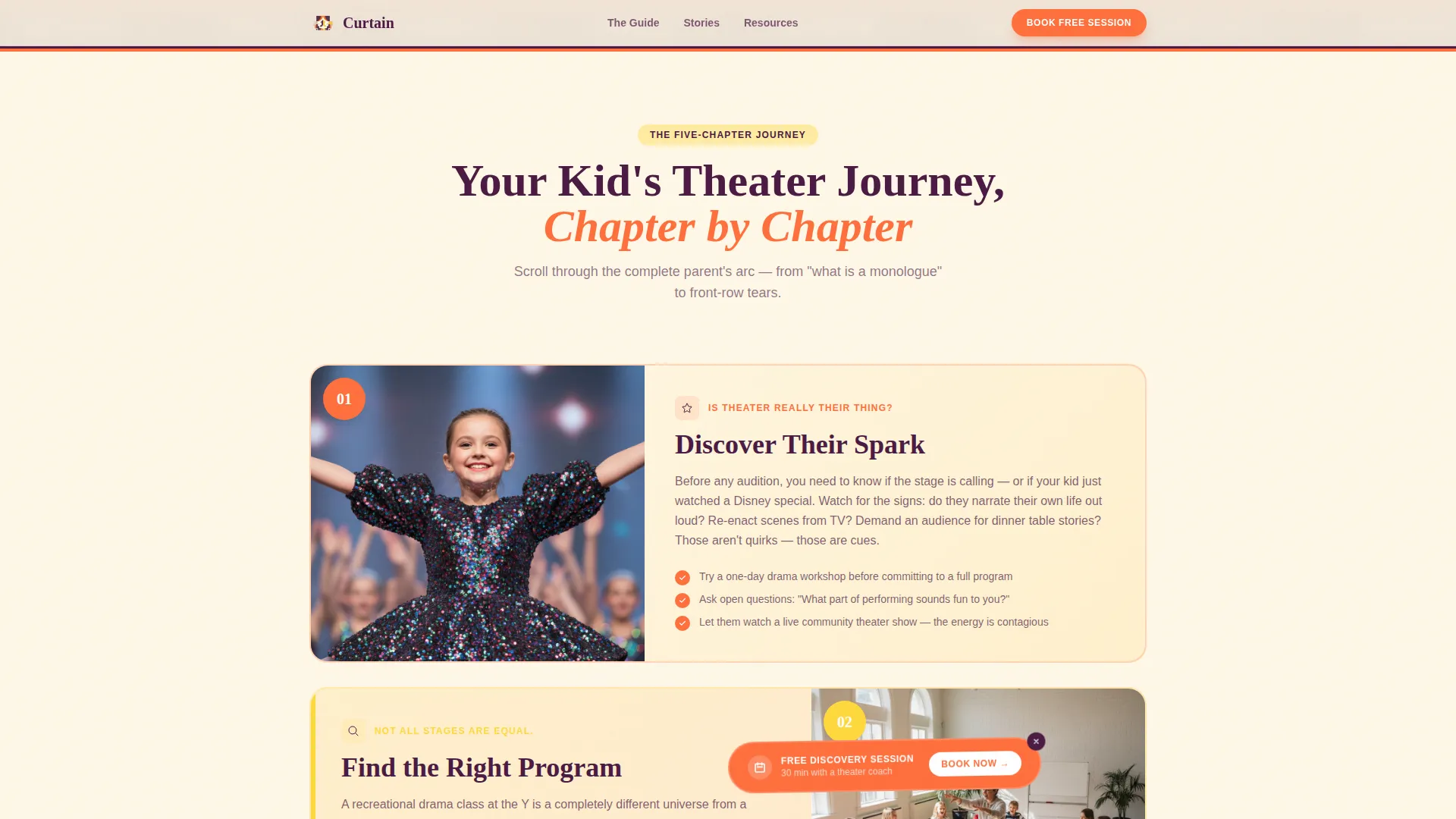 Kids Theater Parent Resource Landing Page Template