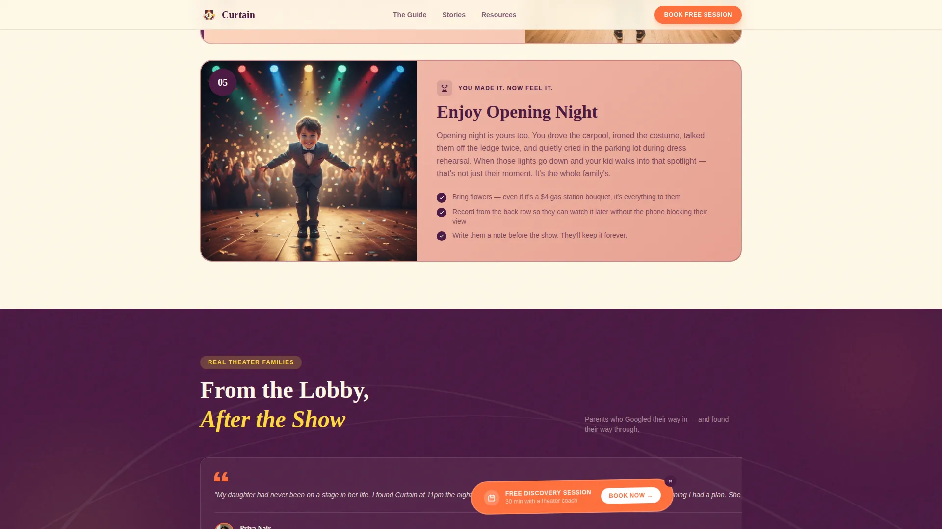 Kids Theater Parent Resource Landing Page Template