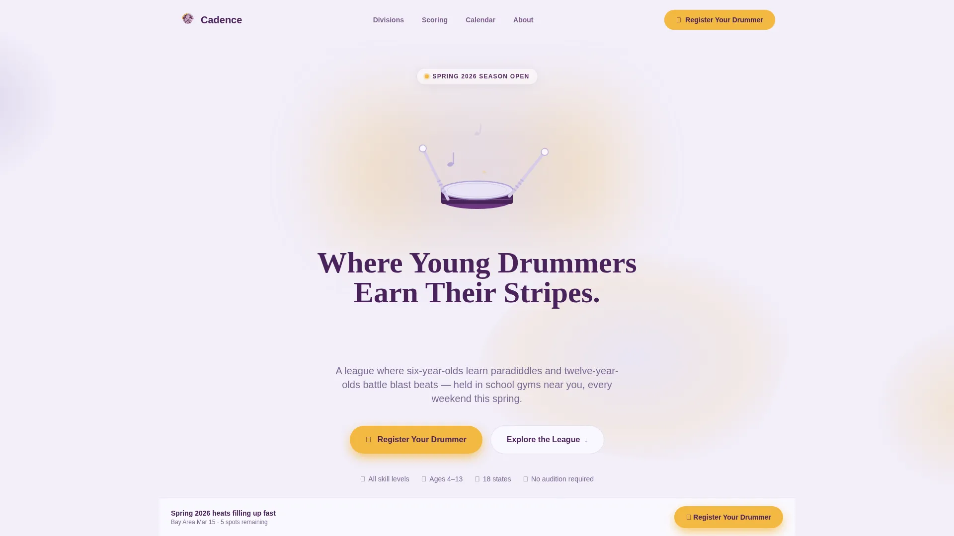 Kids Drums Competition Landing Page Template
