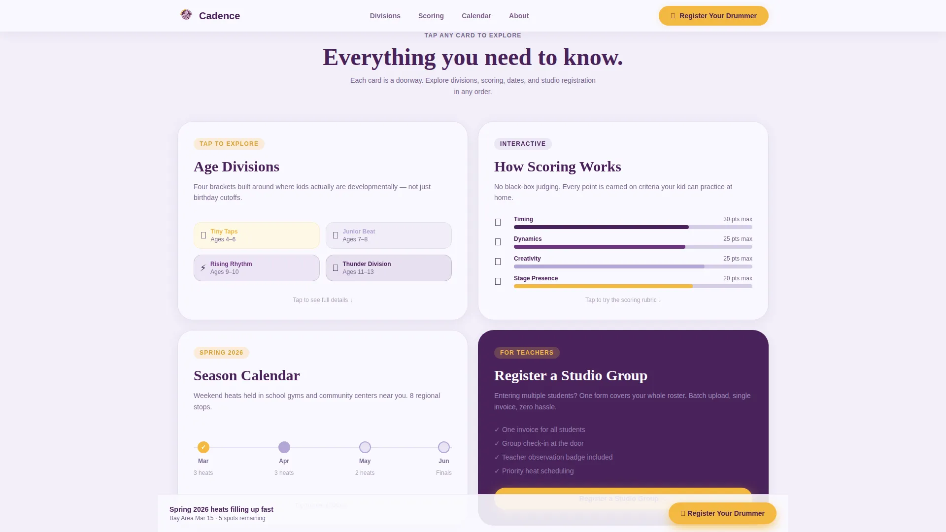 Kids Drums Competition Landing Page Template
