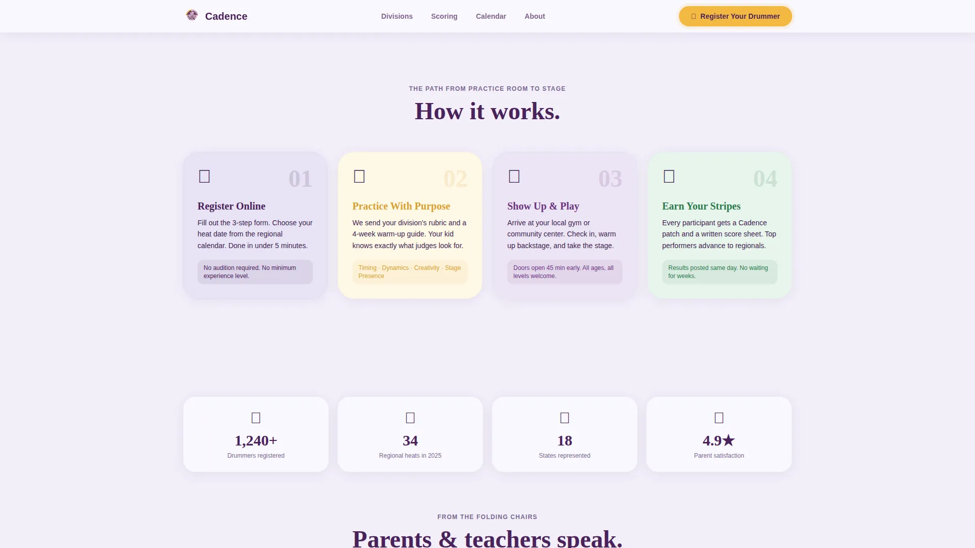 Kids Drums Competition Landing Page Template