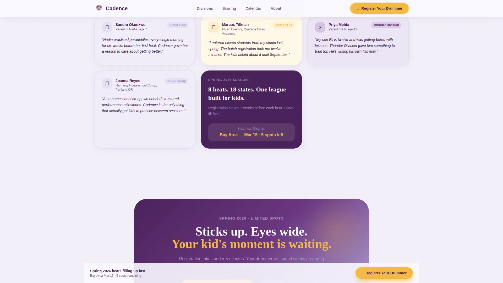 Kids Drums Competition Landing Page Template