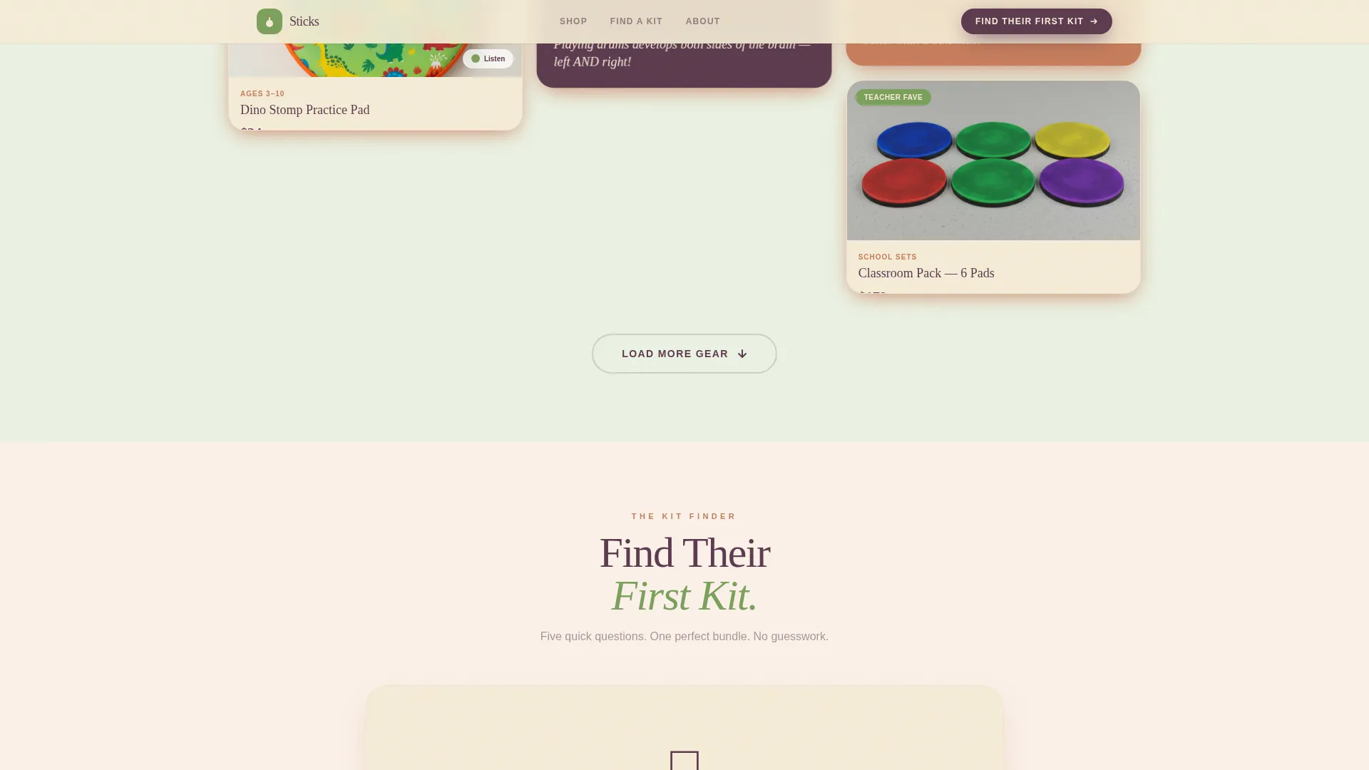 Kids Drums Landing Page Template | Masonry Style