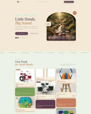 Kids Drums Landing Page Template | Masonry Style