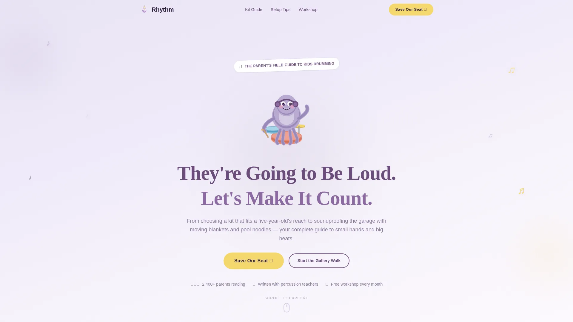 Kids Drums Parent Resource Landing Page Template