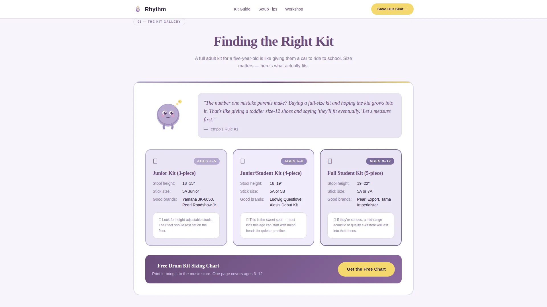 Kids Drums Parent Resource Landing Page Template