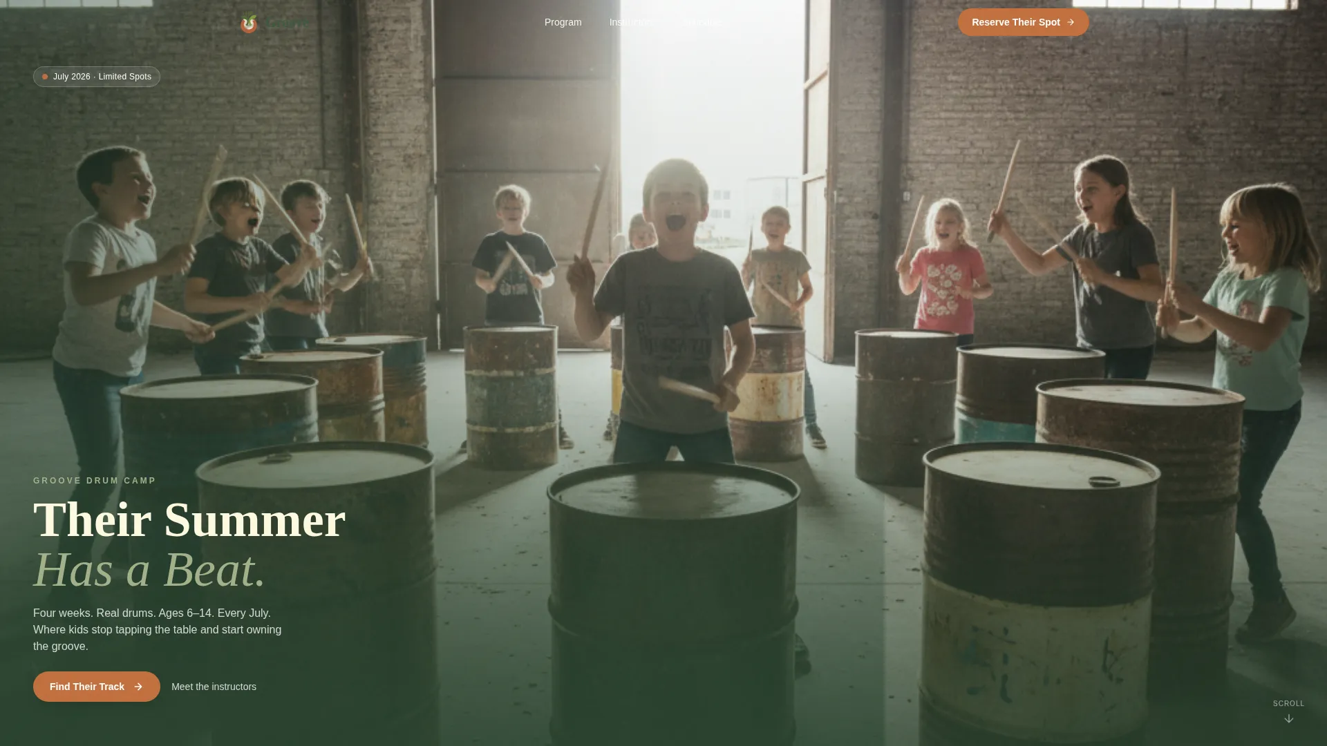 Kids Drums Summer Camp Landing Page Template
