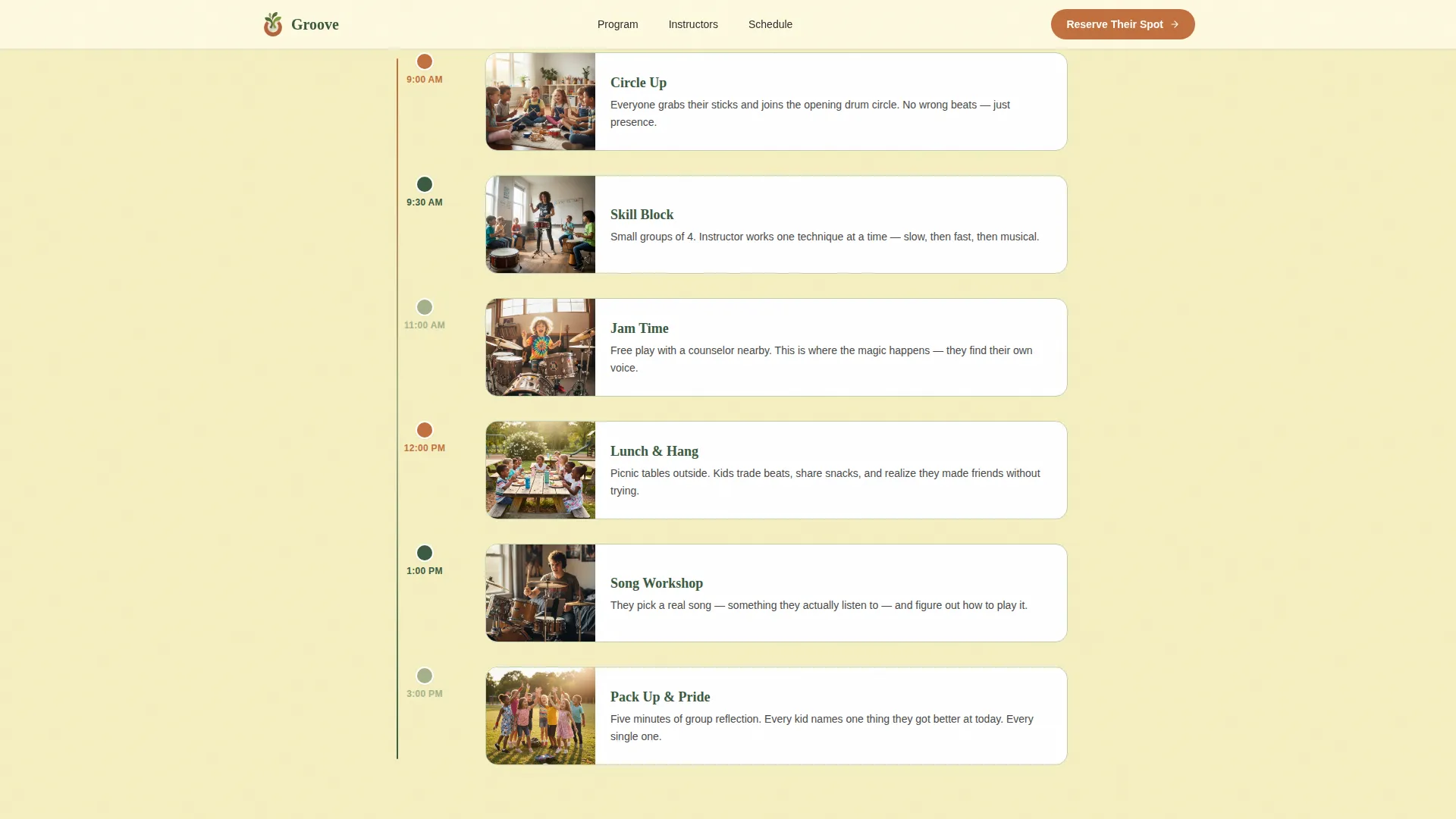 Kids Drums Summer Camp Landing Page Template