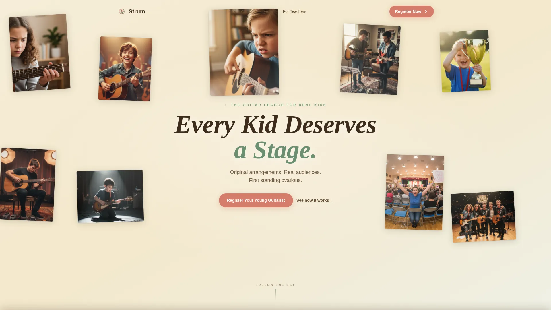 Kids Guitar Competition League Landing Page Template