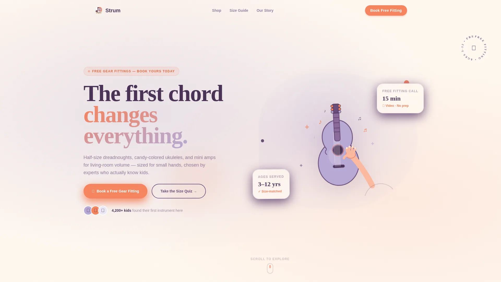 Kids Guitar Gear Store Landing Page Template
