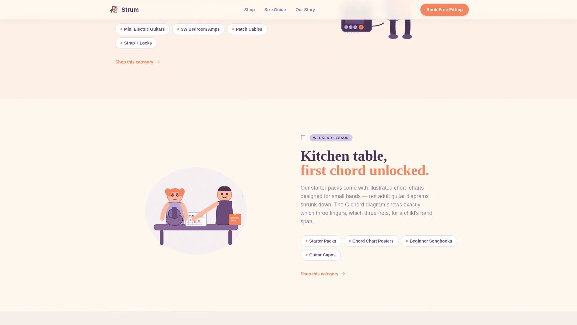Kids Guitar Gear Store Landing Page Template