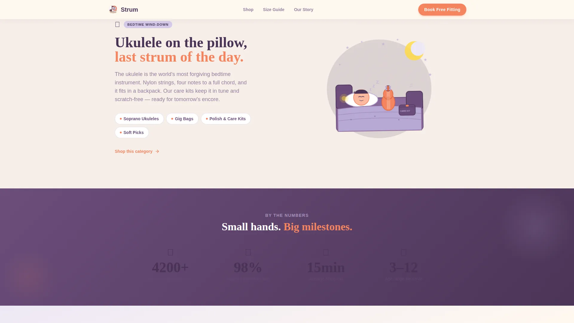 Kids Guitar Gear Store Landing Page Template