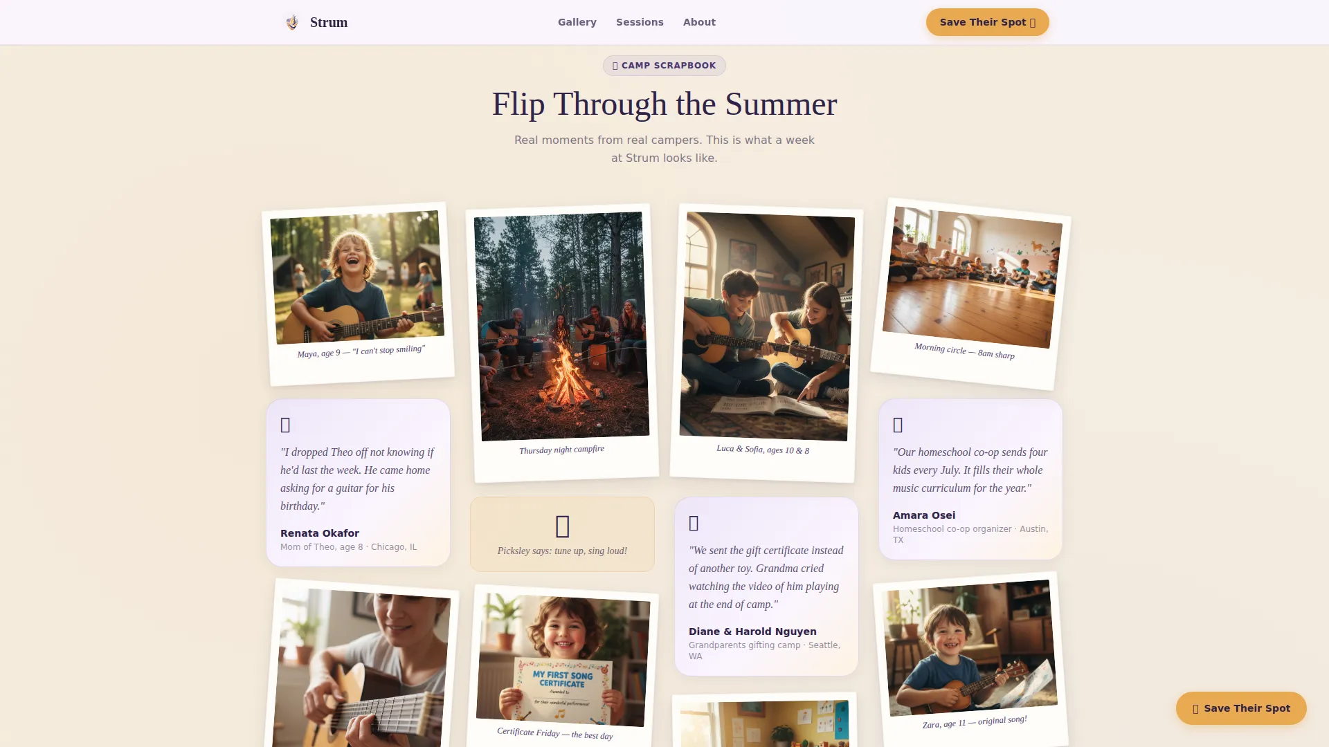 Kids Guitar Summer Camp Landing Page Template