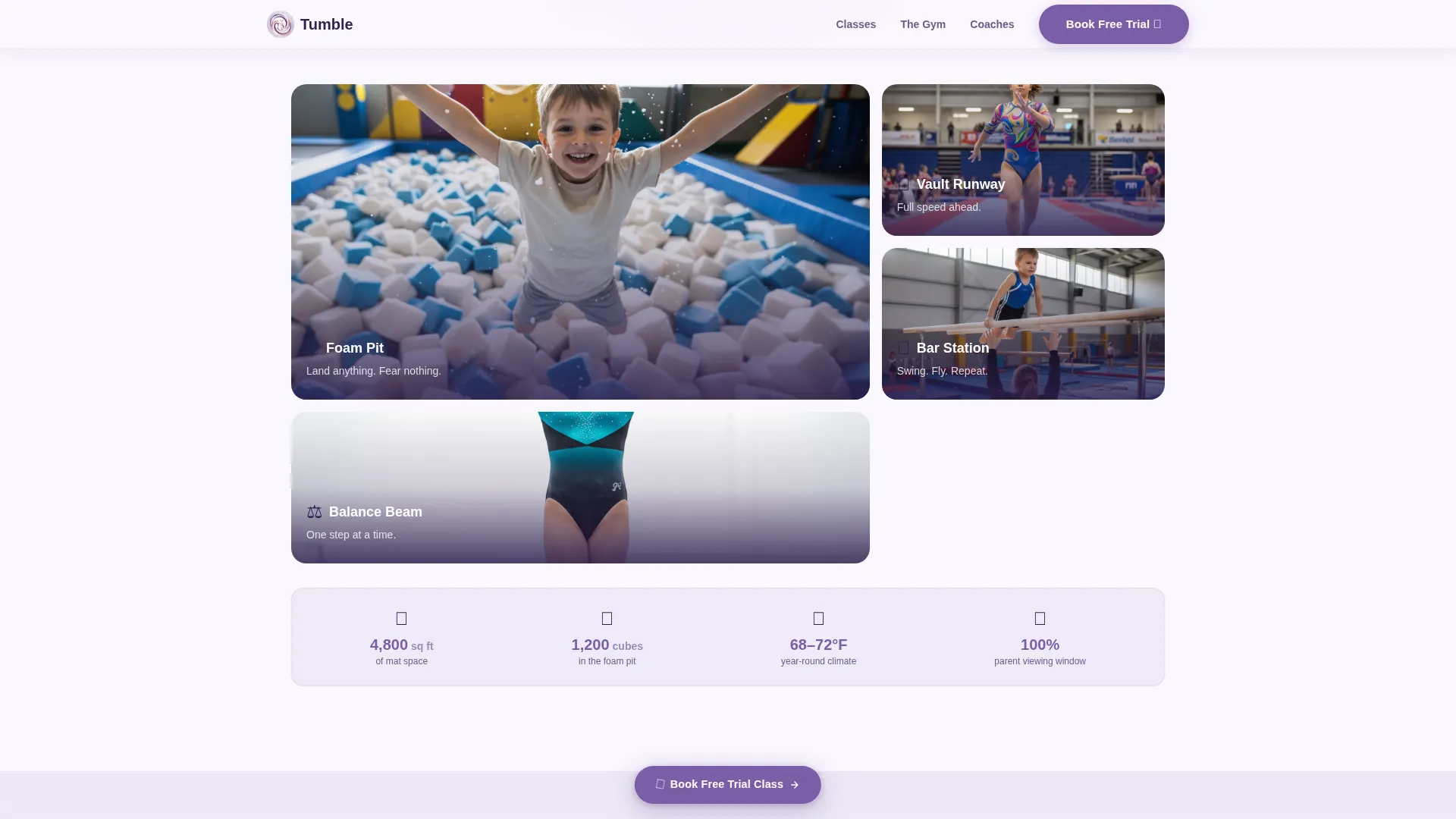 Kids Gymnastics Academy Landing Page Template