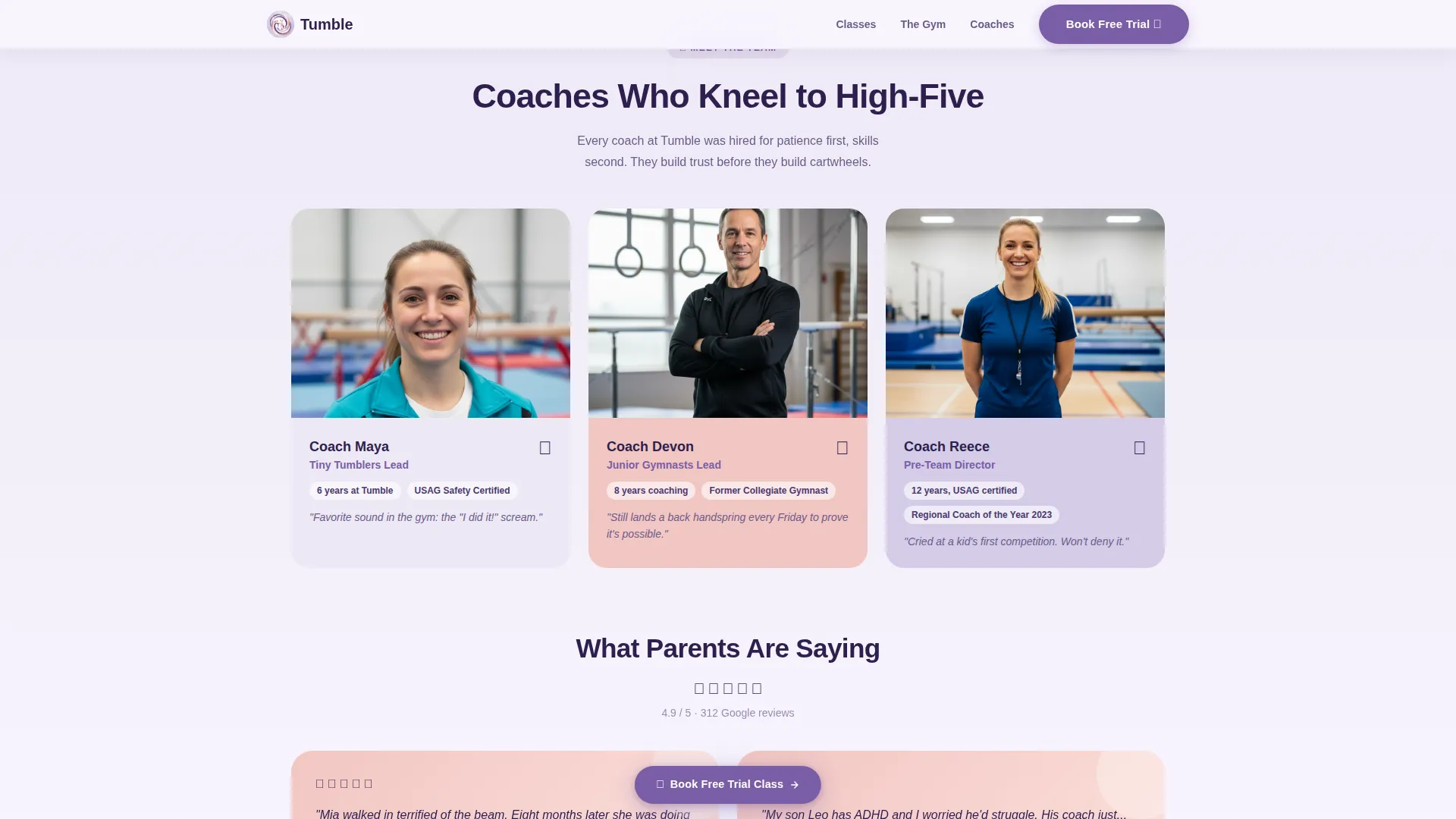 Kids Gymnastics Academy Landing Page Template