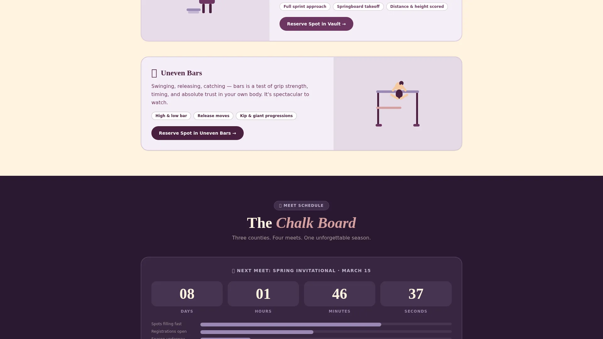 Kids Gymnastics League Landing Page Template