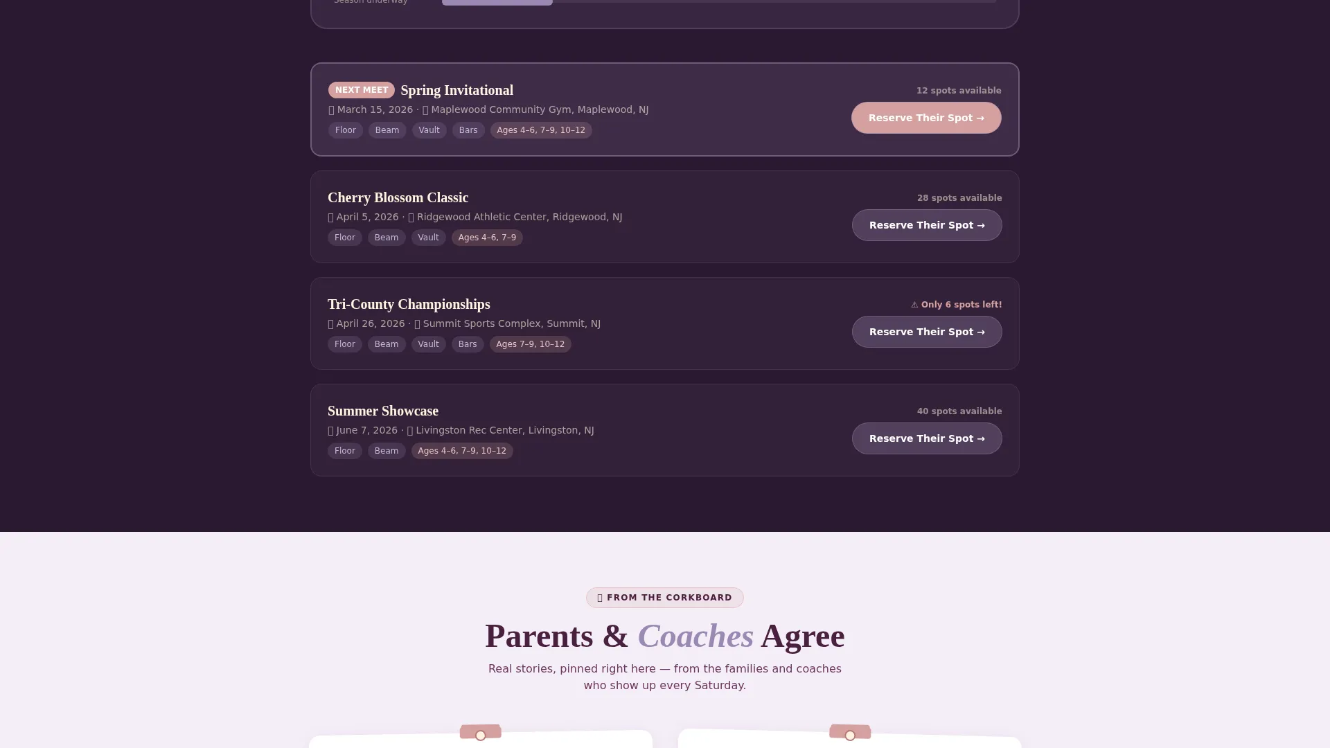 Kids Gymnastics League Landing Page Template