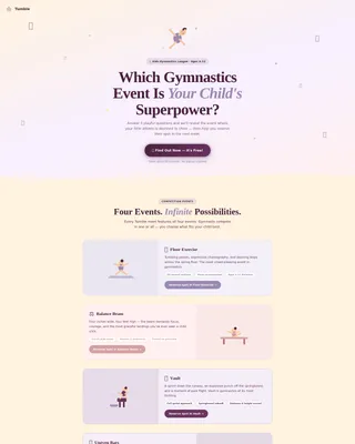 Kids Gymnastics League Landing Page Template