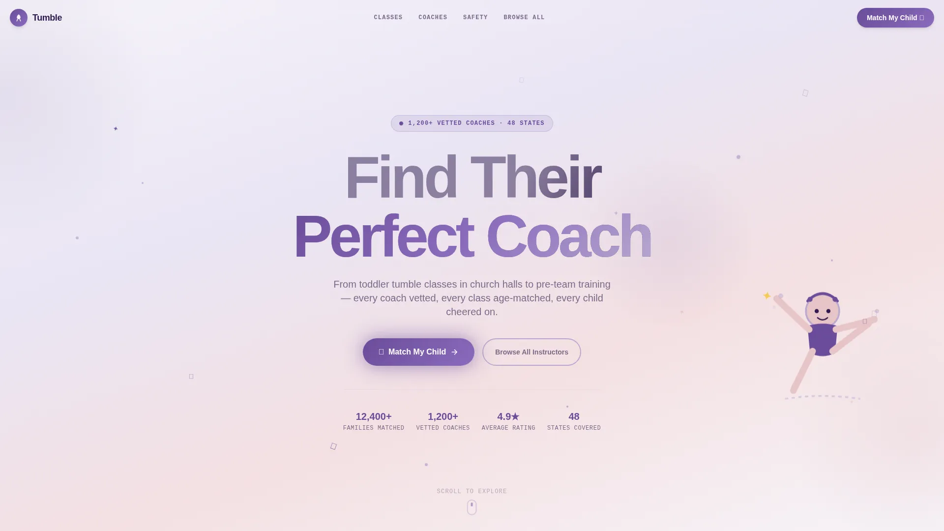 Kids Gymnastics Instructor Directory Landing Page