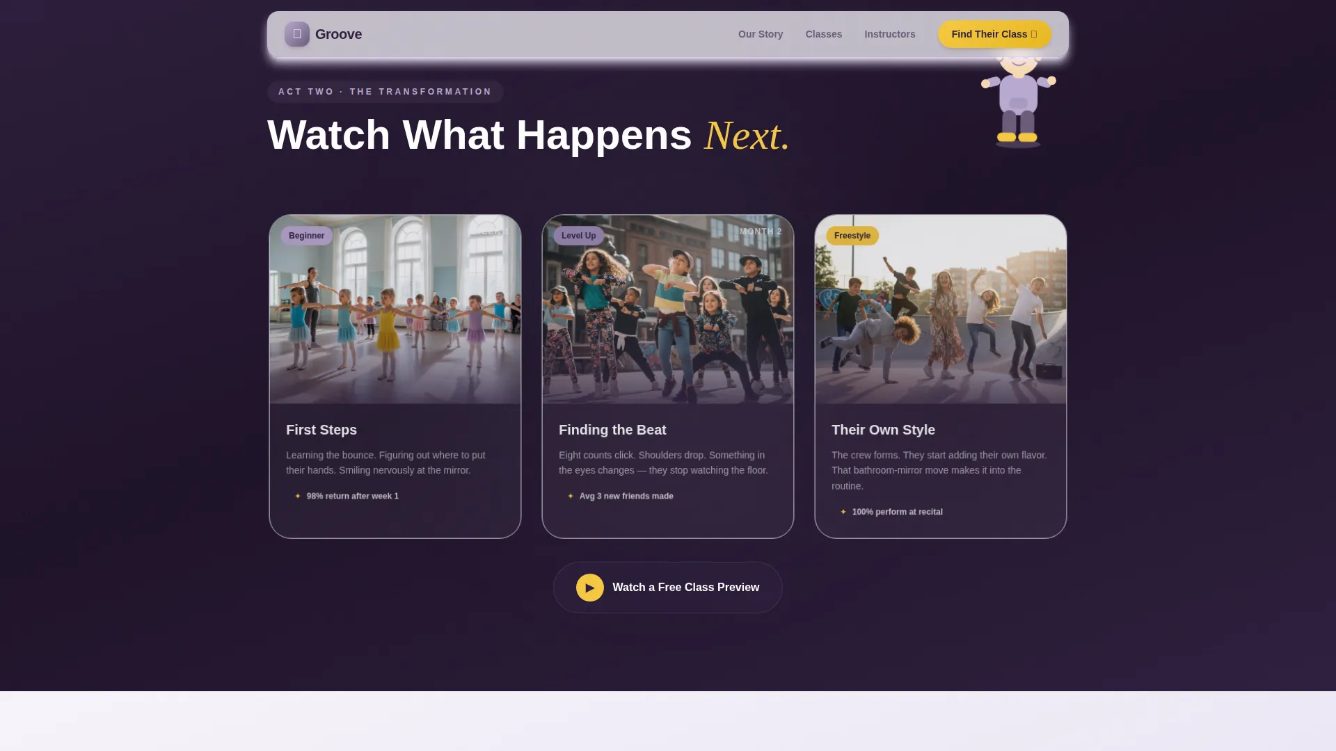 Kids Hip-Hop Dance Academy Landing Page Template