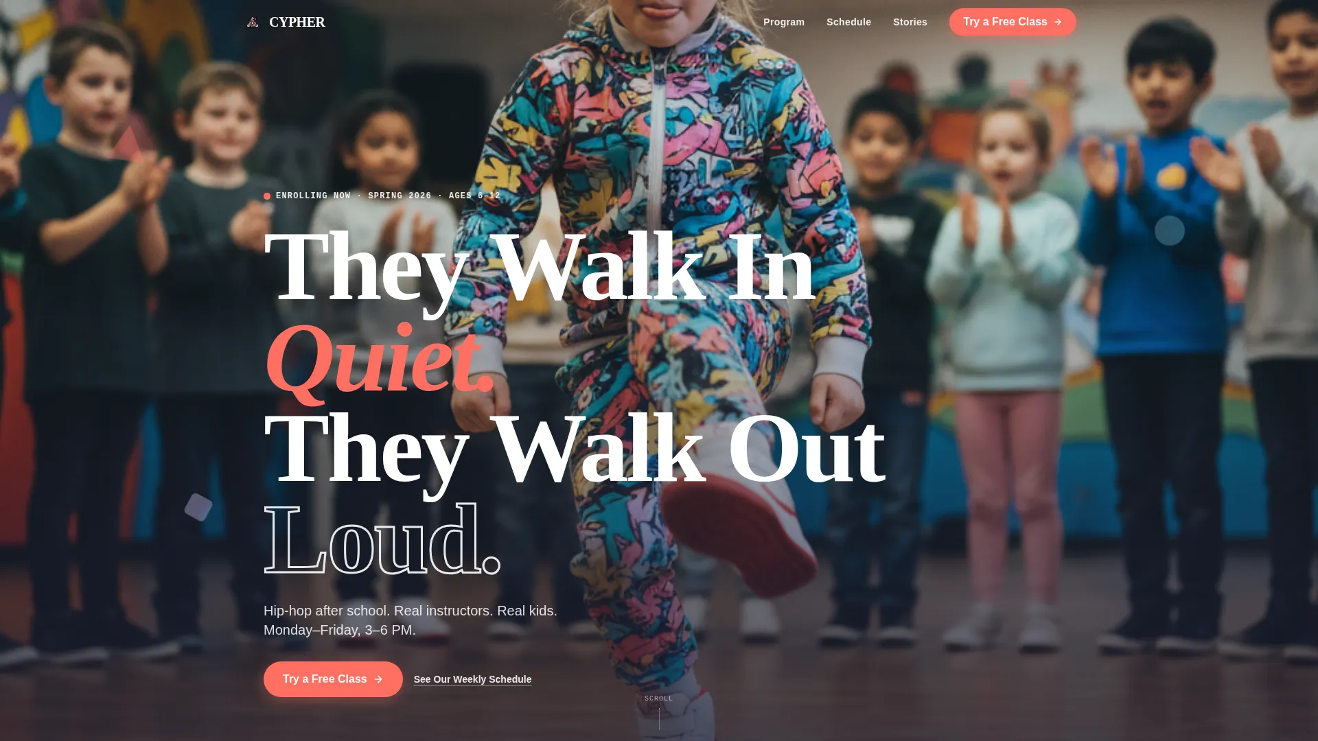 Kids Hip-Hop Dance After-School Landing Page