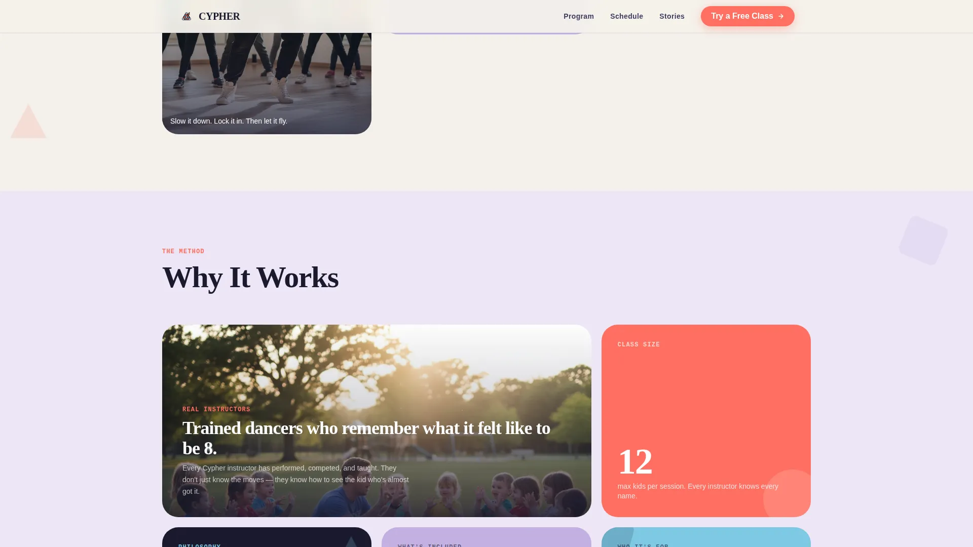 Kids Hip-Hop Dance After-School Landing Page