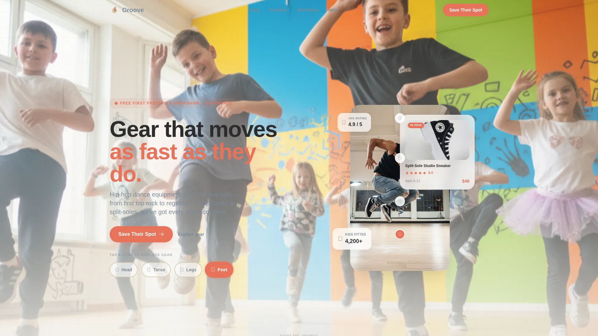 Kids Hip-Hop Dance Gear Landing Page Template
