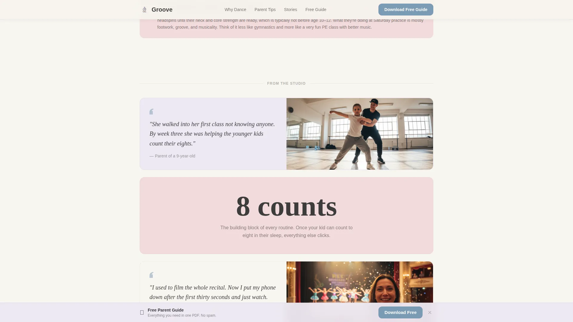 Kids Hip-Hop Dance Parent Resource Landing Page