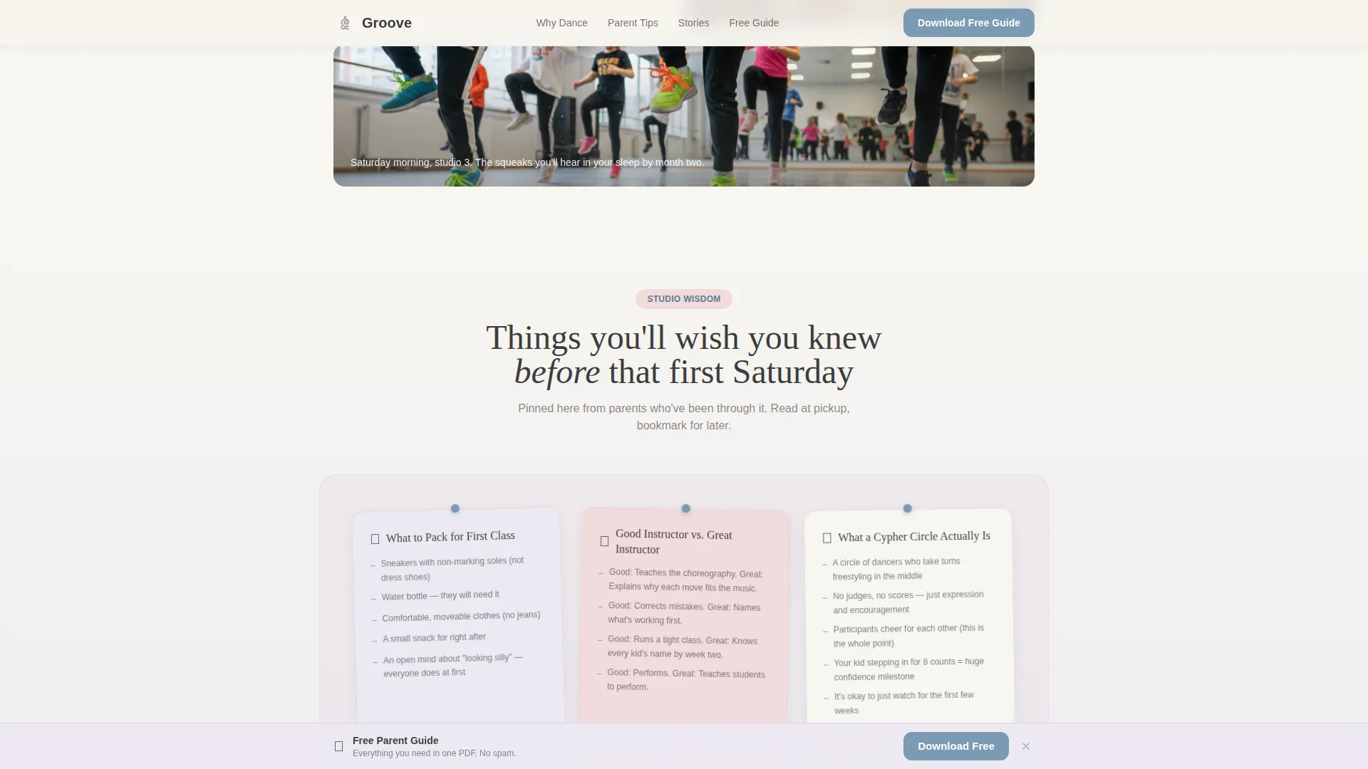 Kids Hip-Hop Dance Parent Resource Landing Page