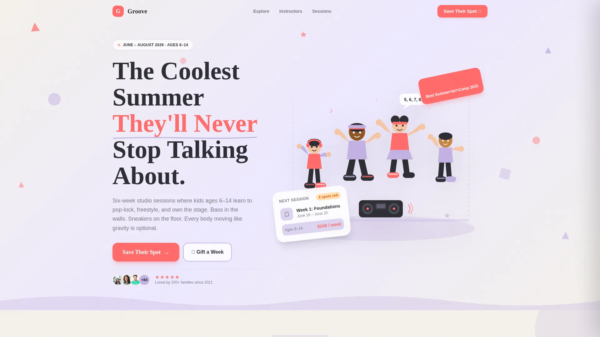 Kids Hip-Hop Dance Summer Camp Landing Page