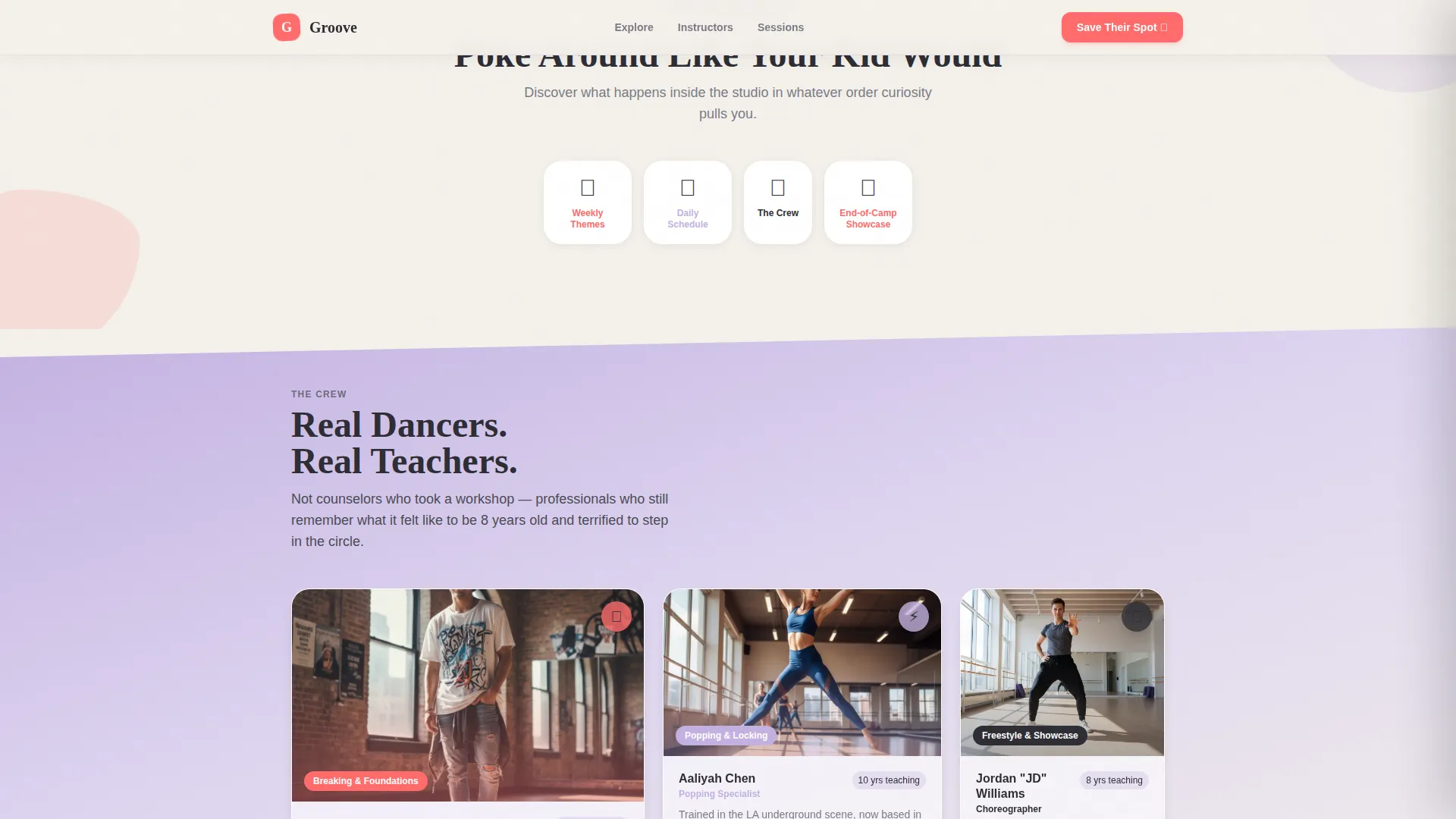 Kids Hip-Hop Dance Summer Camp Landing Page
