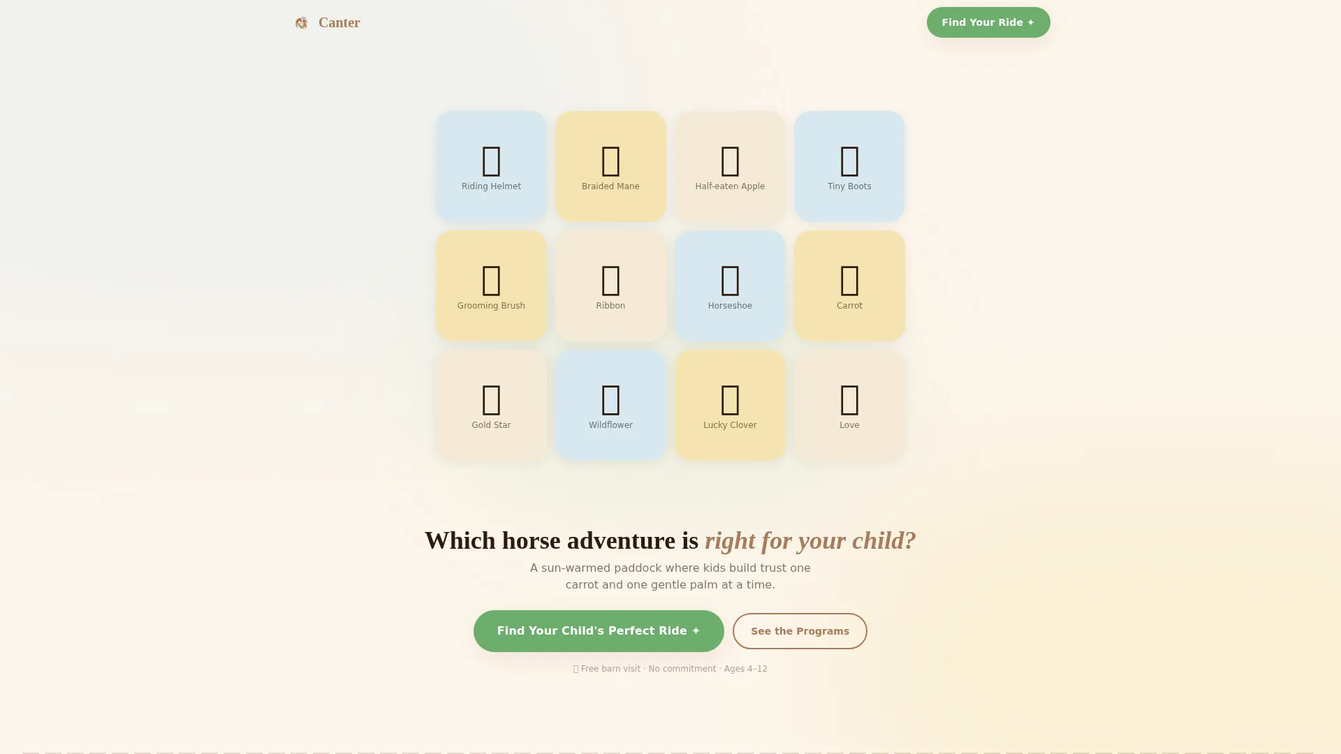Kids Horseback Riding After-School Landing Page