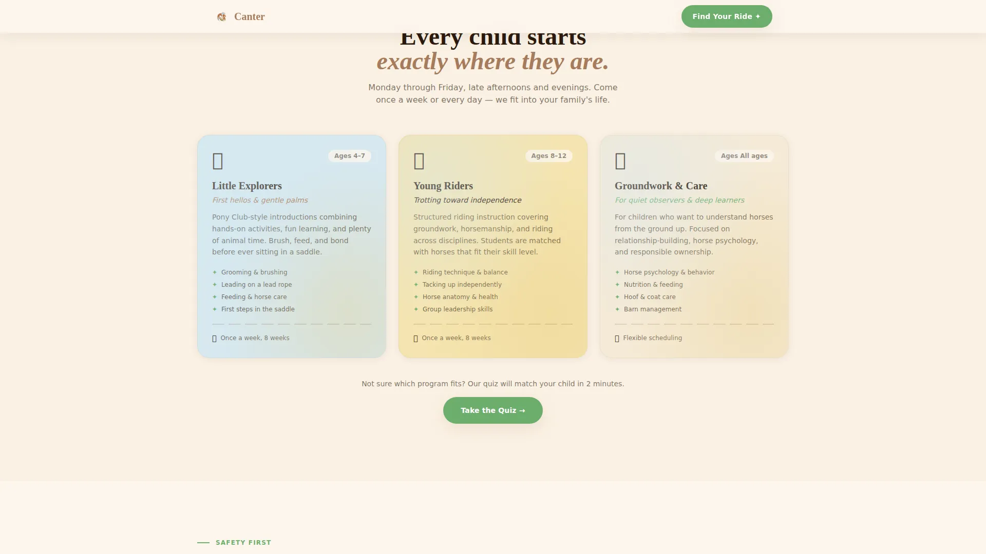 Kids Horseback Riding After-School Landing Page