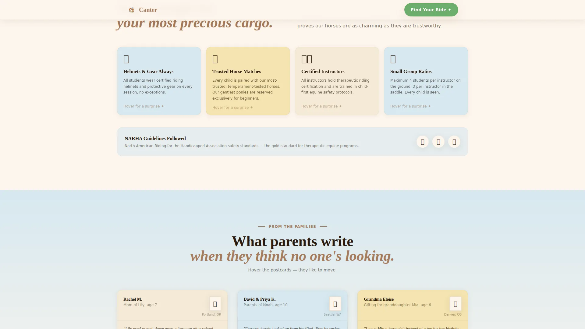 Kids Horseback Riding After-School Landing Page